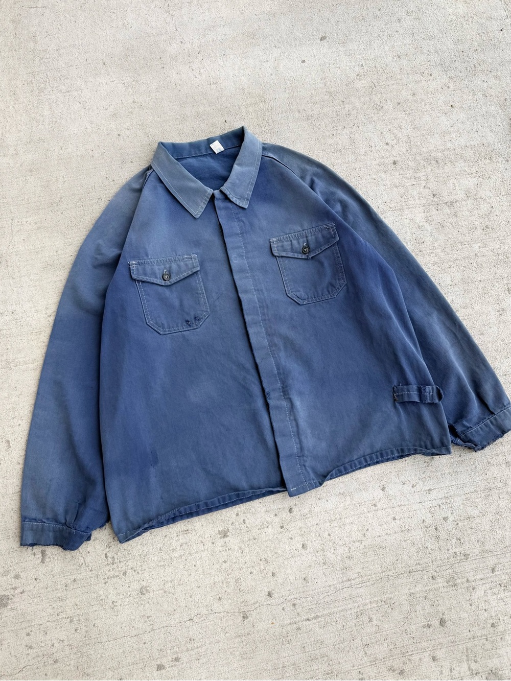 Vintage 70s 80s Italian Cotton Twill Faded Overshirt French Chore
